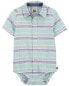 Фото #3 товара Baby Striped Button-Front Linen Blend Bodysuit 3M