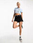 Noisy May lettuce edge cropped t-shirt with beach print in light blue