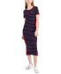 Women's Striped Ribbed Midi Dress