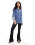 Фото #3 товара Vero Moda Aware utility denim shacket in medium blue wash