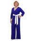 ფოტო #4 პროდუქტის Women's Tie-Waist 3/4-Sleeve Wide-Leg Jumpsuit