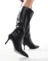 Public Desire Amped Wide Fit kitten heel straight leg pointed knee boots in black