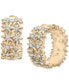 ფოტო #1 პროდუქტის Diamond Flower Small Hoop Earrings (1/3 ct. t.w.) in Gold Vermeil, Created for Macy's