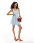 Фото #2 товара ASOS DESIGN denim v waist mini dress in bleach