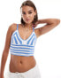 Фото #1 товара Hollister crochet striped vest in blue and white