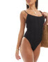 Mango textured stripe swimsuit in black