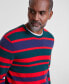 Men's Printed Stripe Cashmere Crewneck Sweater, Created for Macy's