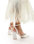 Фото #3 товара Be Mine Bridal Geneva bow block heeled shoes in ivory