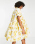 Dream Sister Jane oversized jacquard smock dress in golden yellow floral