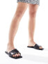 Фото #7 товара ASOS DESIGN Wide Fit Fig square toe flat sandals in black
