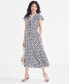 Фото #1 товара Women's Printed Tiered Ruffled Dress, Created for Macy's