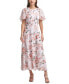 Фото #1 товара Women's Floral-Print Cape-Back Maxi Dress