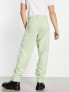 ASOS DESIGN oversized wool mix smart trousers in sage micro check