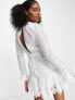 Фото #4 товара ASOS DESIGN lace frill detail mini dress with belt in white