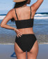 Фото #3 товара Women's Mid Rise Scoop Neck Tank Textured Bikini Sets Swimsuit