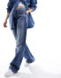 Фото #10 товара Stradivarius wide leg dad jean in medium wash blue