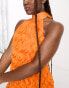 Фото #4 товара Miss Selfridge textured ruffle occasion halter maxi dress in orange