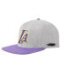 Фото #4 товара Men's Gray, Purple Los Angeles Lakers Classic Logo Two-Tone Snapback Hat
