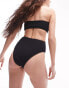 Topshop mix and match crinkle high waist high leg bikini bottoms in black 34 - фото #4