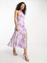 Фото #1 товара ASOS DESIGN split front halter midi dress in floral tie dye print