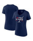 ფოტო #1 პროდუქტის Women's Navy Atlanta Braves 2023 Postseason Locker Room V-Neck T-shirt