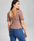 ფოტო #2 პროდუქტის Women's Crewneck Short-Sleeve Sweater, Created for Macy's