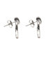 Suzy Levian Sterling Silver Cubic Zirconia Pave Modern Open Circle Drop Hoop Earrings
