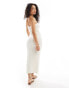 Фото #4 товара ASOS DESIGN ribbed bandeau midi dress in boucle cream