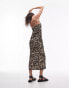 Фото #2 товара Topshop spaghetti strap crinkle abstract leopard print plisse midi dress in multi