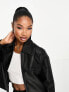 4th & Reckless oversized leather look collared jacket in black