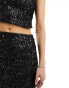 Фото #8 товара Reclaimed Vintage sequin midi skirt co-ord in black