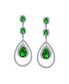 ფოტო #2 პროდუქტის Art Deco Style Wedding Simulated Green Emerald AAA Cubic Zirconia Double Halo Large Teardrop CZ Statement Dangle Chandelier Earrings For Women Bridal Party Silver Plated