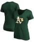 ფოტო #1 პროდუქტის Women's Green Oakland Athletics Core Official Logo V-Neck T-shirt