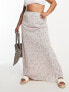 Фото #3 товара Glamorous Curve maxi slip skirt in cream blue ditsy