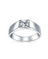 ფოტო #1 პროდუქტის Unisex Modern Simple AAA CZ Square Brilliant Cubic Zirconia Princess Cut Engagement Ring For Women Pinky Ring For Men .925 Sterling Silver Plain Band
