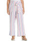 Фото #1 товара Plus Size Stripe Wide Leg Linen Blend Paper Bag Pants