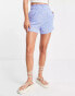 Monki relaxed shorts with elasticated waist in bright hibiscus floral Hibiskusmuster in Blau und Rosa, S - EU 38-40 - фото #1