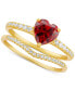 2-Pc. Cubic Zirconia Heart Ring & Chevron Band in 18k Gold-Plated Sterling Silver, Created for Macy's