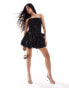 Heiress Beverly Hills premium bandeau embellished corset detail mini dress with bow appliques in black