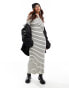 Stradivarius knitted maxi dress in stripe