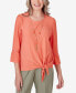 ფოტო #1 პროდუქტის Women's Tuscan Sunset Solid Texture Side Tie Crew Neck Top