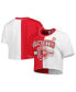 ფოტო #4 პროდუქტის Women's Scarlet, White Ohio State Buckeyes Colorblock Cropped T-shirt