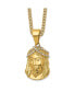 Yellow IP-plated Crystal Jesus Pendant Curb Chain Necklace