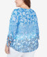Plus Size Keyhole Neck with Bar Detail Ombre Paisley Printed Knit Top