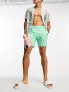 Hollister 7inch guard logo flamingo print swim shorts in mint green