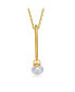 ფოტო #2 პროდუქტის Beautiful Sterling Silver 14K Gold Plated 9-10MMGenuine Freshwater Button Pearl Pendant Necklace