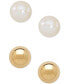 Children's 2-Pc Set Cultured Freshwater Pearl (3-3/4mm) and Gold Ball Earring Set in 14k Gold