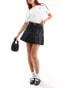 Фото #2 товара Monki pleated denim mini skirt in washed black