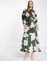 Фото #8 товара ASOS DESIGN satin maxi dress with batwing sleeve in large stencil floral