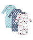 ფოტო #1 პროდუქტის Baby Girls Quilted Cotton Long-Sleeve Gowns 3pk, Pink Navy Floral, 0-6 Months